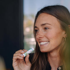 Ingredients: olive oil and aloe in Badger Highland Mint Lip Balm