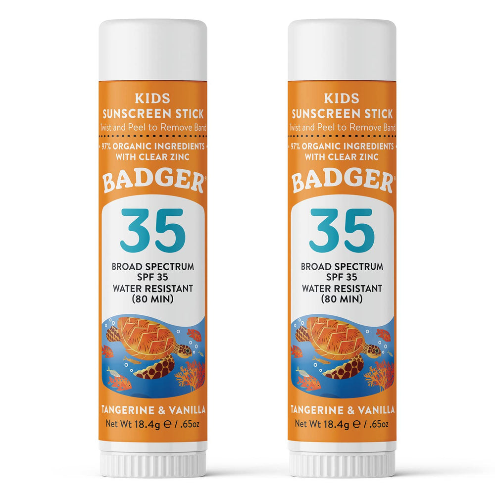 Badger Mineral Kids Sunscreen Face Stick SPF 35 travel size for easy application