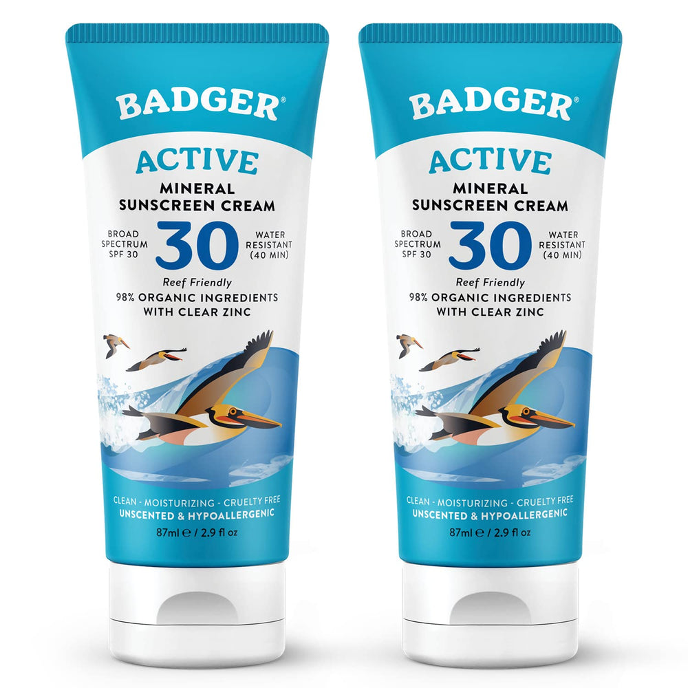 Badger mineral sunscreen cream SPF 30 bottle for daily sun protection