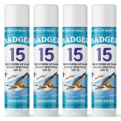 Badger Mineral Sunscreen Lip Balm SPF 15 in reef-safe formula protects lips outdoors