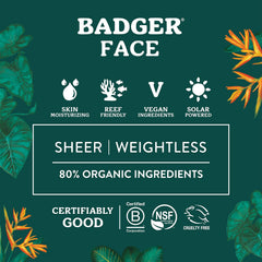 Close-up of unscented Badger sunscreen being applied on the face