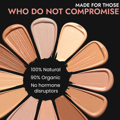 BaeBlu foundation texture closeup highlights creamy consistency for smooth blending.