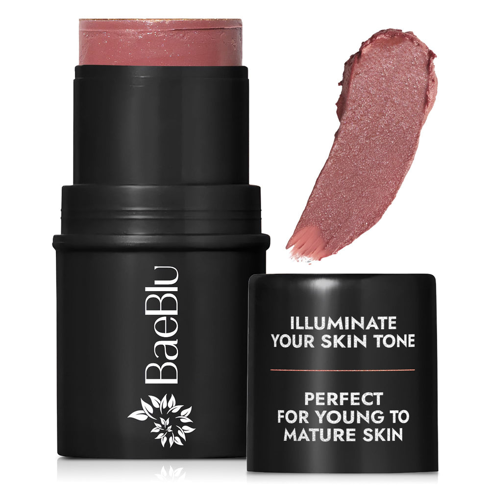 Baeblu Organic Blush Tube Cabernet on skin for a natural, buildable flush