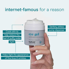 Baebody Under-Eye Gel packaging and label with ingredients.