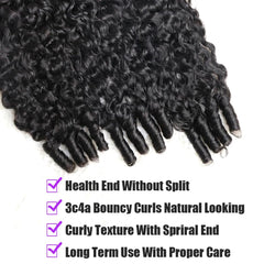 BAFUWIG Burmese Curly Bundles spiral end close-up for defined curl pattern.