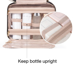 BAGSMART toiletry bag inner elastic pockets keep bottles upright during travel.