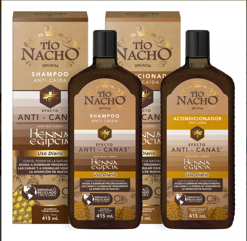 Bagues Nacho anti-gray shampoo bottle with henna-based toning for gray reduction