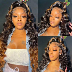 BAIICS Ombre 360 lace front wig with 26 inch length for glamorous looks.