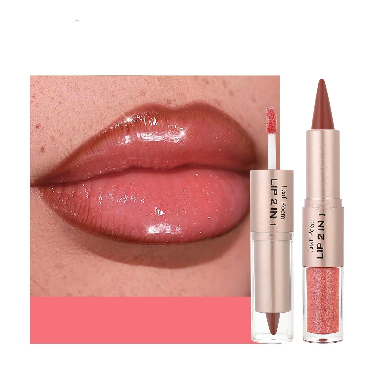 BAISEN DIARY 2-in-1 lip liner and gloss for peach nude ombre.