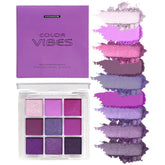 BAISEN DIARY 9 Colors Eyeshadow Palette: purple theme swatches for bold party looks.