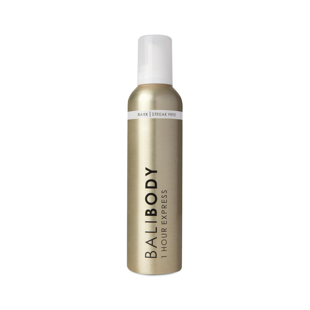 Bali Body Express Self Tanner Foam bottle with pump for smooth, even application.
