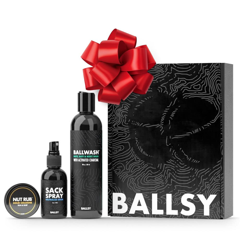 Ballsy Ballwash bottle shown, offering a clean, refreshing daily wash.