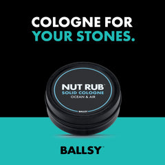 Ballsy Cologne Rub offers long-lasting fragrance with skin nourishment.