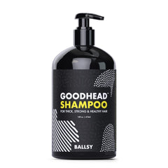 Ballsy Goodhead Shampoo bottle front view with tea tree oil for scalp refresh.
