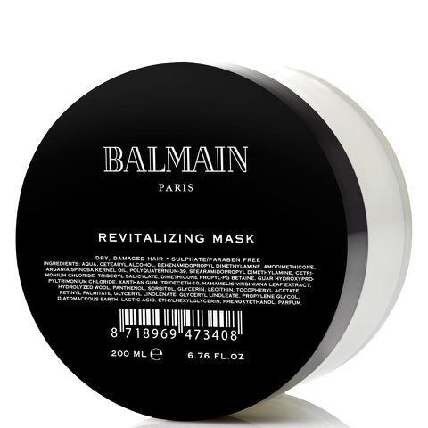 Balmain Paris Hair Couture Revitalizing Mask nourishes dry, damaged hair for renewed softness.