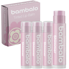 Bambalo tinted lip balm shimmer packaging shows natural formula and gift-ready packaging.