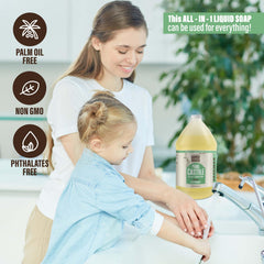 Bamboo and Birch Peppermint Castile Soap foaming bubbles in use.