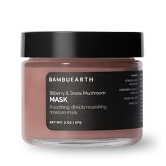 BAMBU EARTH bilberry and snow mushroom mask packaging, inviting hydration and natural care