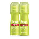 Ban Invisible Roll-On Regular bottle clearly shows invisible protection on skin.