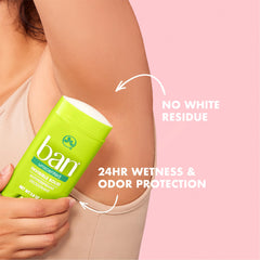 Ban Invisible Solid Deodorant application closeup with smooth, clear glide