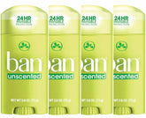 Ban Invisible Solid Deodorant front packaging showing fragrance-free protection for all-day freshness