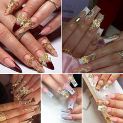 BANA ART gold bow nail charm style 04 mini size fits natural and artificial nails