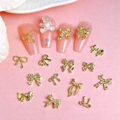 BANA ART gold bow charms in multiple sizes for variety.