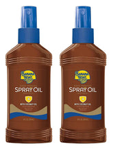 Banana Boat Deep Tanning SPF4 spray oil 8oz pump bottle, two-pack, easy coverage.