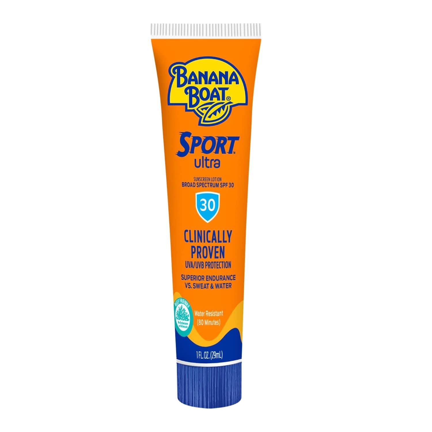 Banana Boat Sport Sunscreen SPF 30 travel-size bottle ready for on-the-go protection.