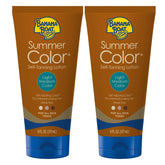 Banana Boat Summer Color self tanning lotion bottle shows gradual tan potential