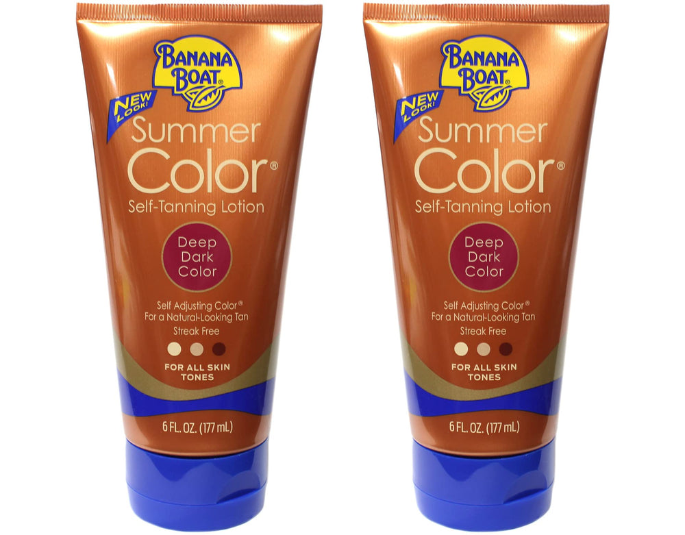 Banana Boat Summer Color self-tanning lotion pack two tubes for natural-looking tan