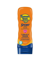 Banana Boat Sunscreen Sport bottle with non-greasy, fast-absorbing SPF 50 protection.