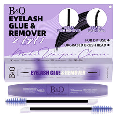 B&Qaugen Lash Remover shown beside oil-based formula for easy, residue-free removal.