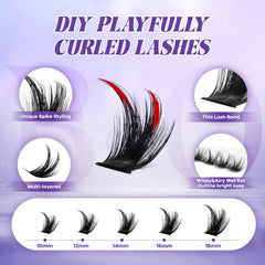 Close-up of B&Qaugen lash clusters with wispy fibers for volume