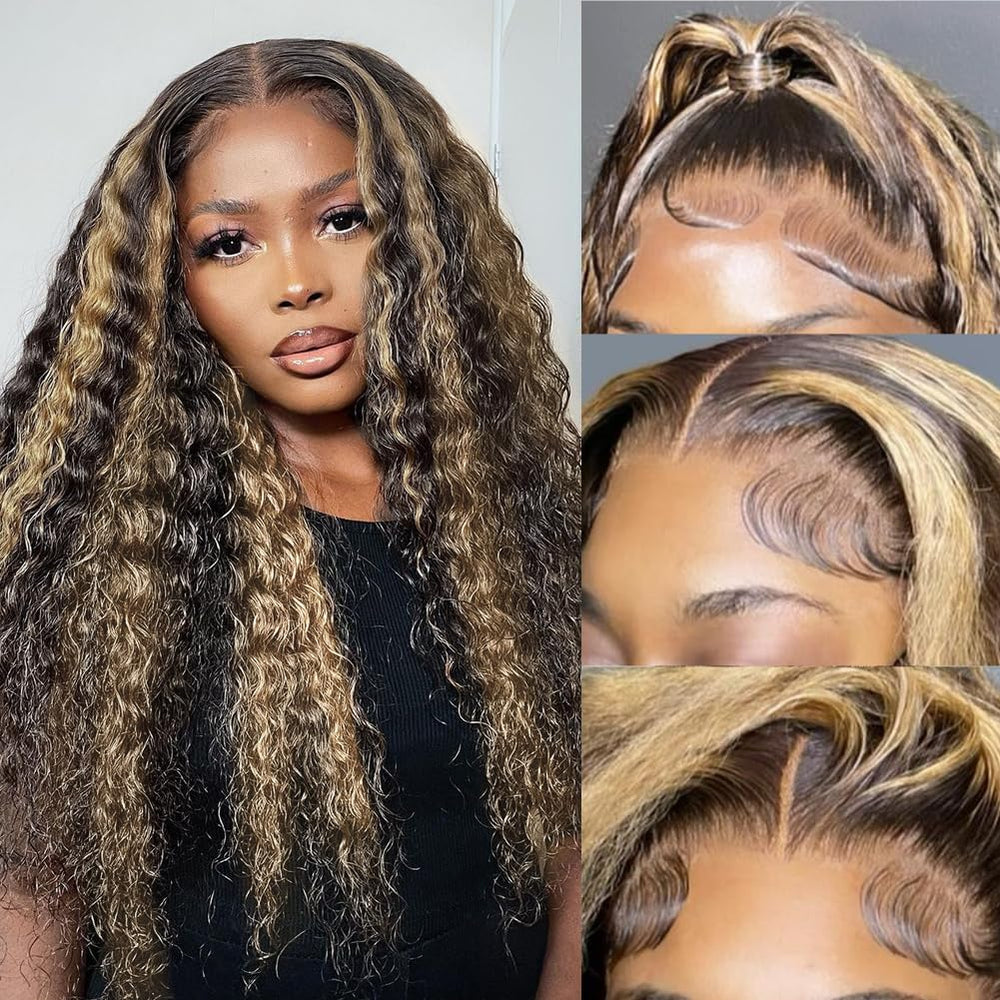 Bangjazz 26-inch deep wave lace front wig in fb27 color for natural parting and versatile styling.