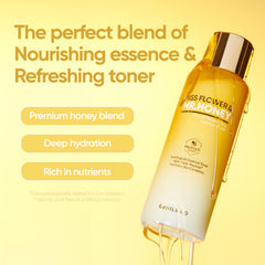 BANILA CO Miss Flower and Mr Honey Propolis Toner packaging—sleek skincare for all skin types.