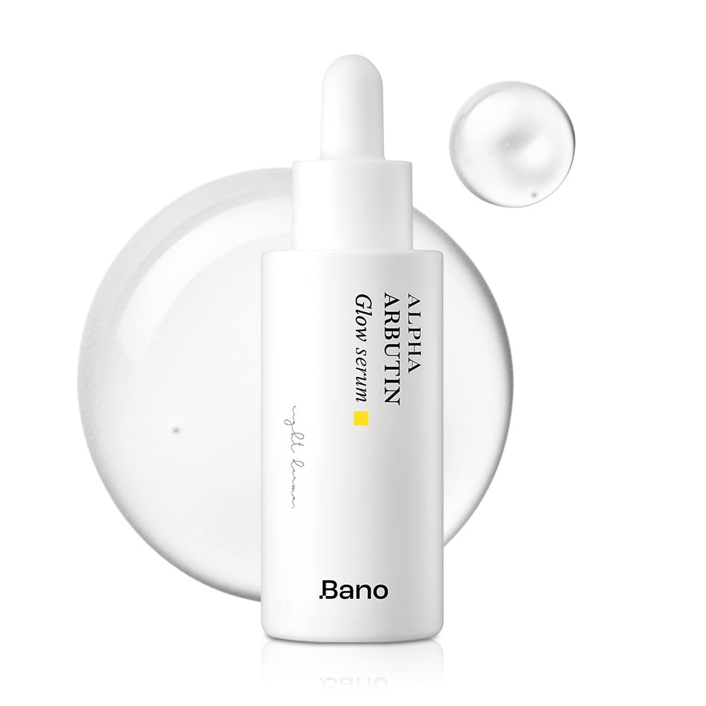 Bano Alpha Arbutin Glow Serum bottle with fragrance-free formula for sensitive skin and even tone.