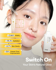 Dropper of Bano Alpha Arbutin Glow Serum highlighting brightening concentration.