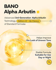 Bano Alpha Arbutin Glow Serum texture showing lightweight, hydrating feel.