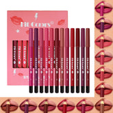 Baorder lip liner set with 12 colors offers defined lips and precise outlining.