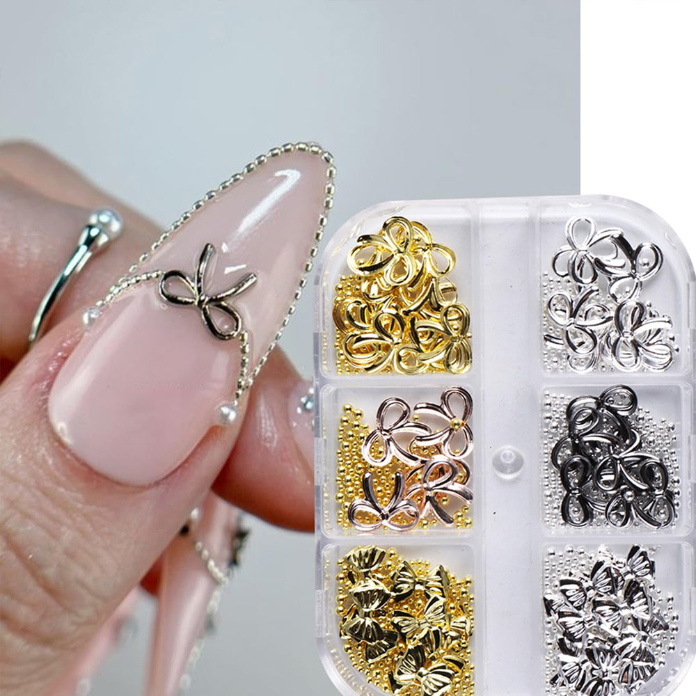 Baoyaalin bow nail charms set in a box for easy crafting inspiration.