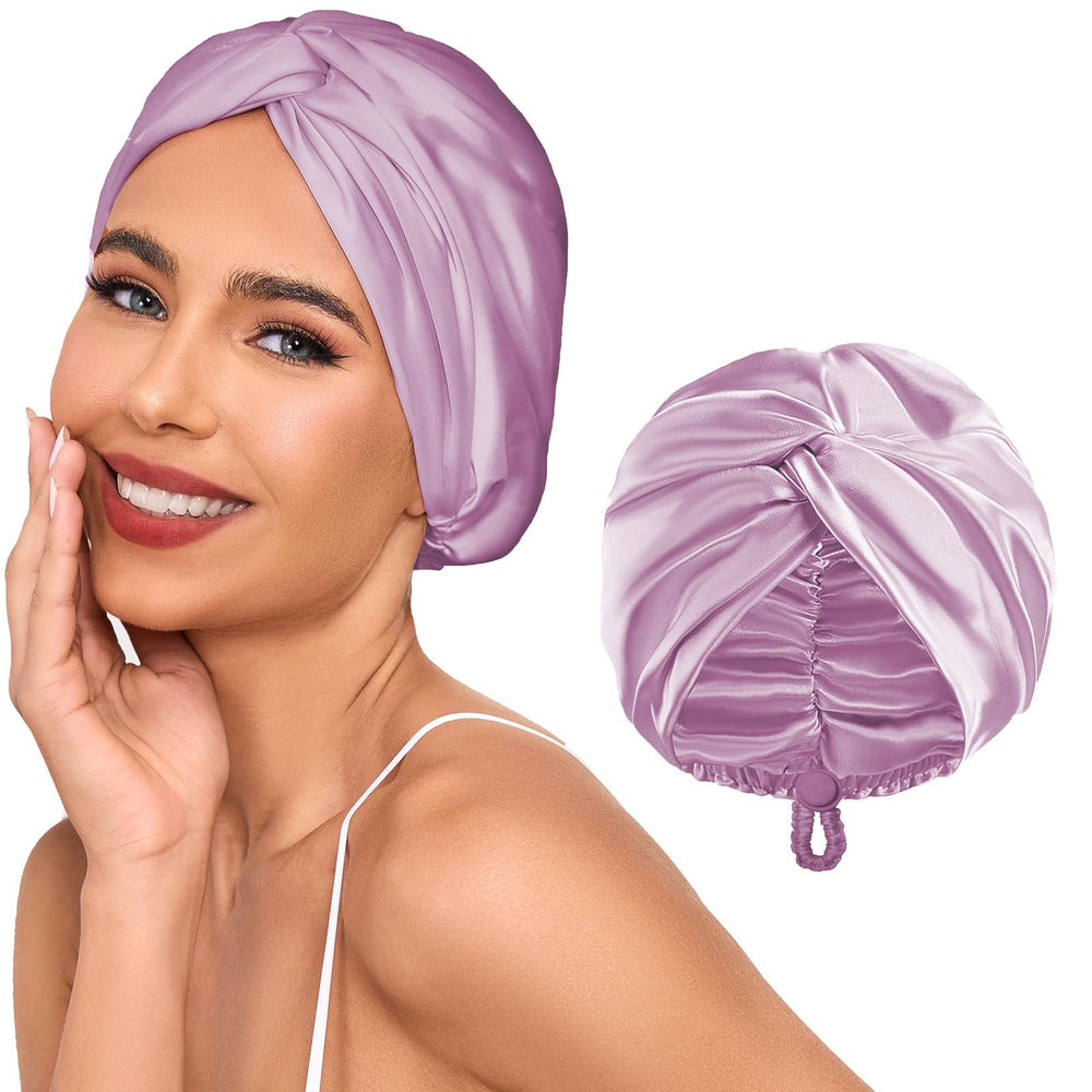 Baqzqudnl adjustable-back-strap bonnet on pillow showing hair protection