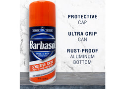 Barbasol easy application foam delivers even distribution.