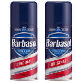 Barbasol Original Shaving Cream can two-pack for smooth razor glide.