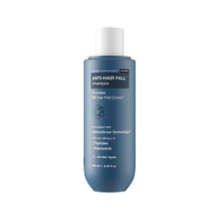 Bare Anatomy anti-hair fall shampoo bottle showing scalp-friendly formula for stronger roots.