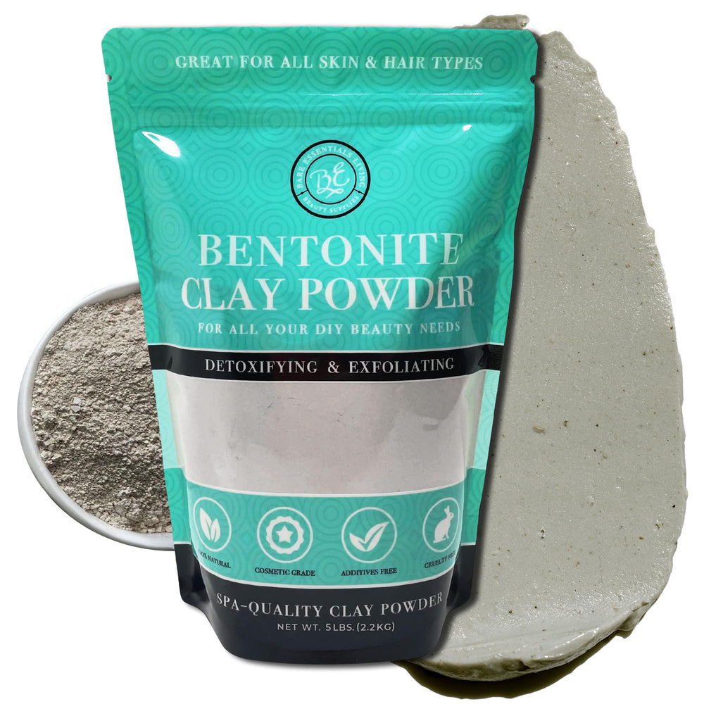 Bare Essentials Living Bentonite clay powder 5lb pack for detox masks and baths.