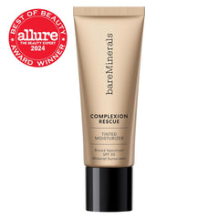 BareMinerals Complexion Rescue Desert 6.5 swatch demonstrating dewy skin tint and hydration.