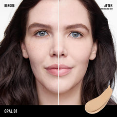 bareMinerals Complexion Rescue swatch on skin showing natural coverage and oil-control.
