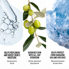 BareMinerals Complexion Rescue SPF 30 cream texture on skin delivers dewy glow.