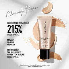 BareMinerals Complexion Rescue SPF 30 swatch on arm shows sheer-to-light coverage.